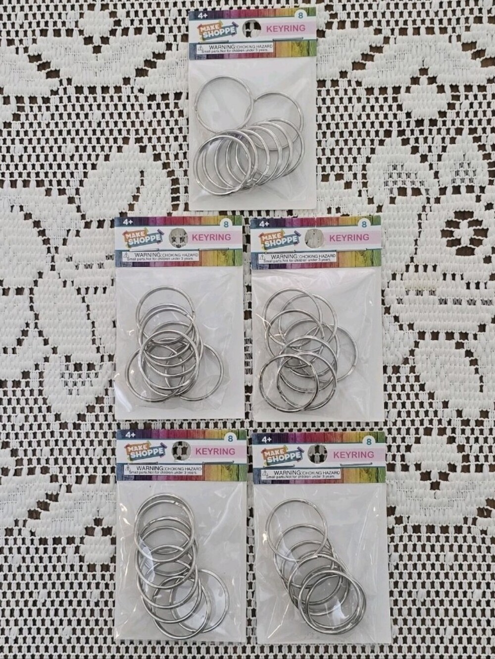 40pc Silver Tone Split Key Rings Keychain Craft Supplies DIY Bulk 5 Pack Lot